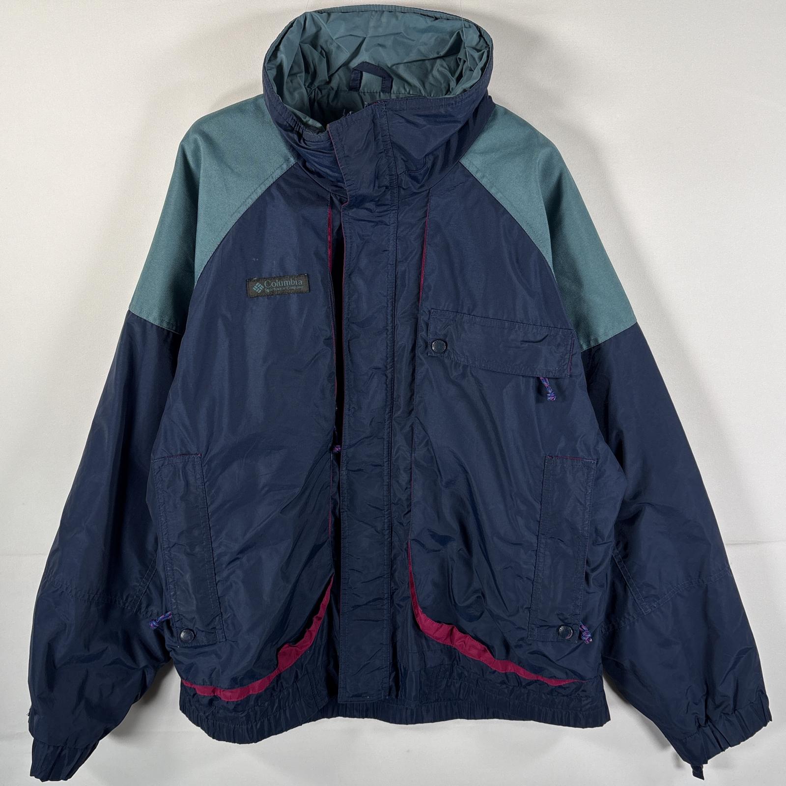 古着 90s/90年代 ナイロンジャケット マウンテンジャケット Powder Keg ワンポイントロゴ ネイビー メンズ