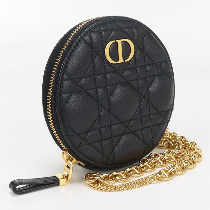 ラウンド チェーンショルダーポーチ カロ CD84603 ショルダーバッグ レザー/ラウンド チェーンショルダーポーチ ブラック【中古】 レディース