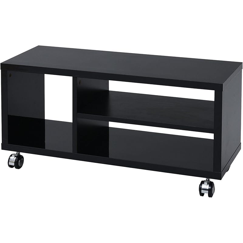 即納：山善(YAMAZEN) テレビ台 幅80×奥行29×高さ40cm 天板鏡面仕上げ シャイニーブラック SKTV-800(SBK)