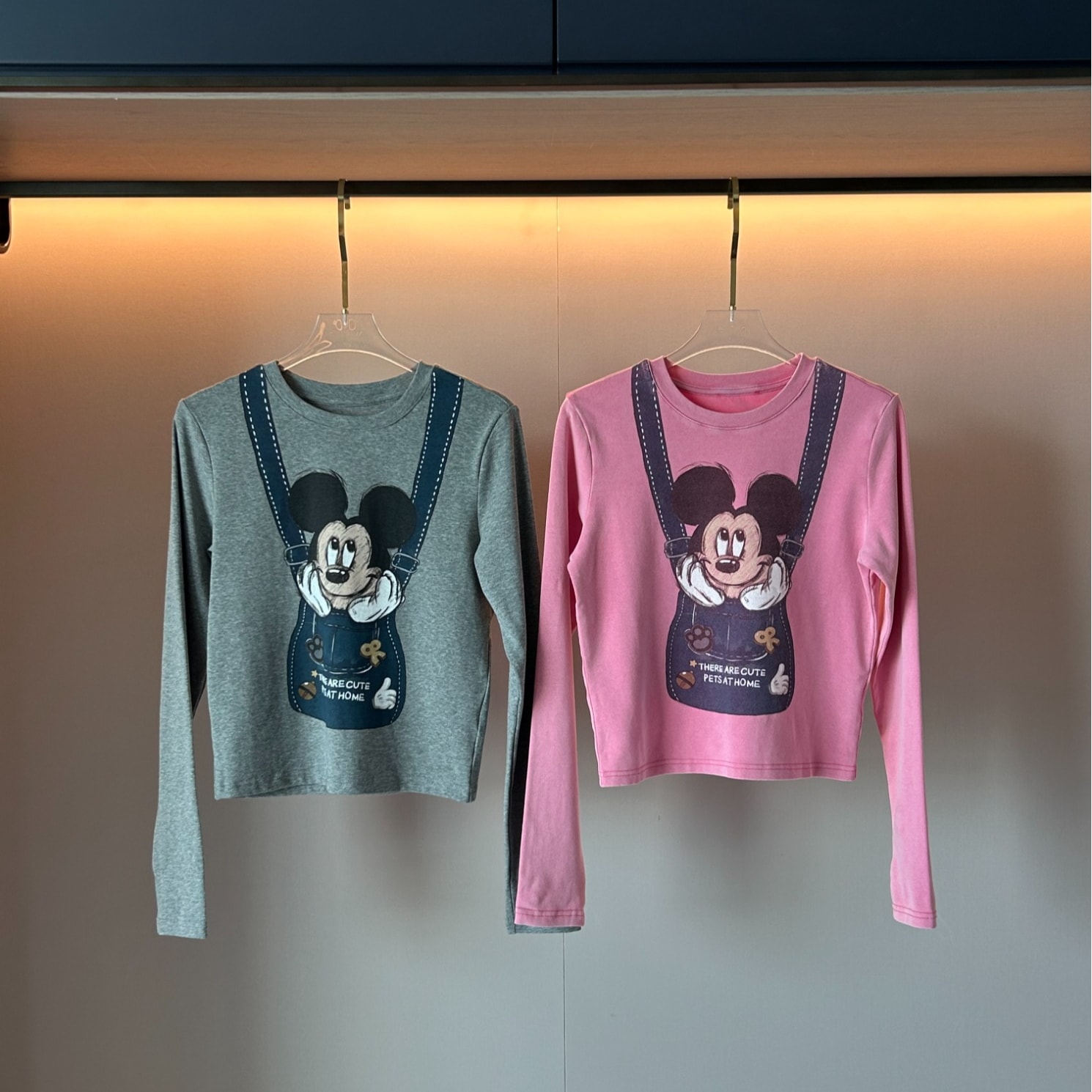 (2color)サスペンダーミッキーロングスリーブTシャツ