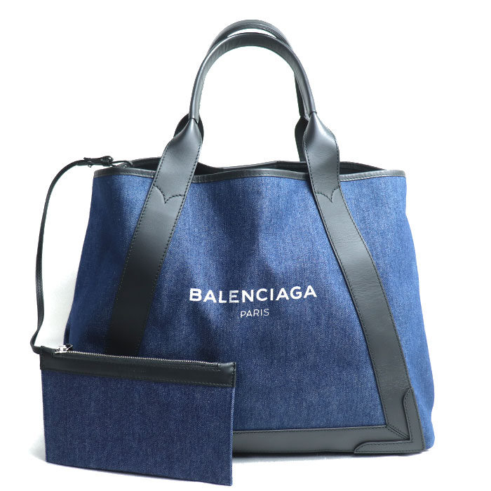 BALENCIAGA バレンシアガ ネイビーカバス M トートバッグ ブルー 339936 マザーズバッグ 大容量 レディース 中古 美品