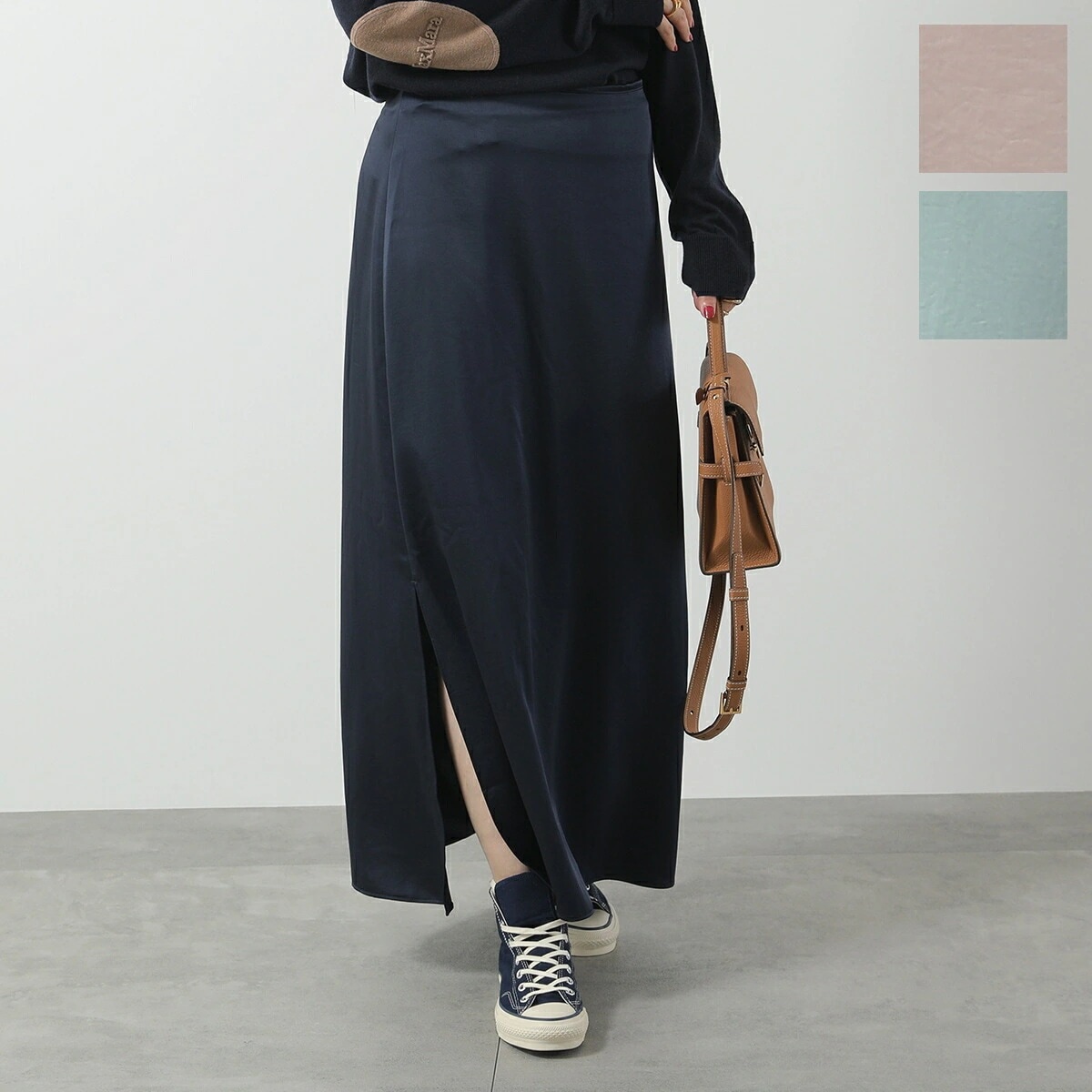 WEEKEND MAX MARA ウィークエンド マックスマーラ ロングスカート ANGELO アンジェロ レディース サテン スリット カラー3色