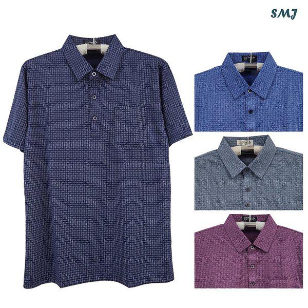 SMJ1782 メンズ半袖カラーTシャツ スパンデックス 中年男性 半袖Tシャツ