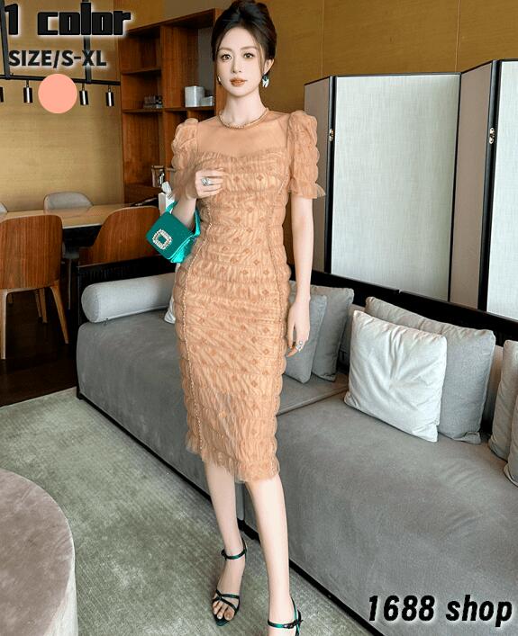 【当店人気商品】2025 タイトワンピース 姫系ワンピース　花柄　ワンピース インポート ひざ丈 ミドル丈 エレガント　韓国ファッション シンプル Vネック パーティドレス ノースリープ　お嬢様 セク 5,576円