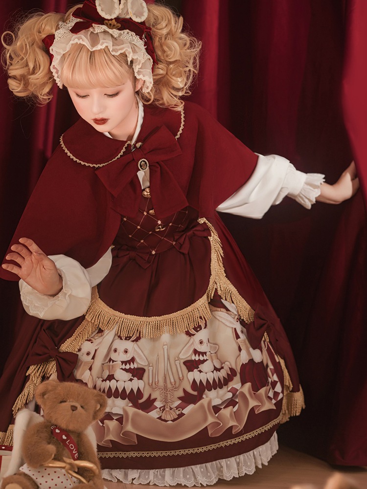 うさぎ年のクリスマスの毎日にぴったりのロリータオププリンセスドレスと新年のご挨拶にぴったりの正月シャツ冬の赤いロリータスカート