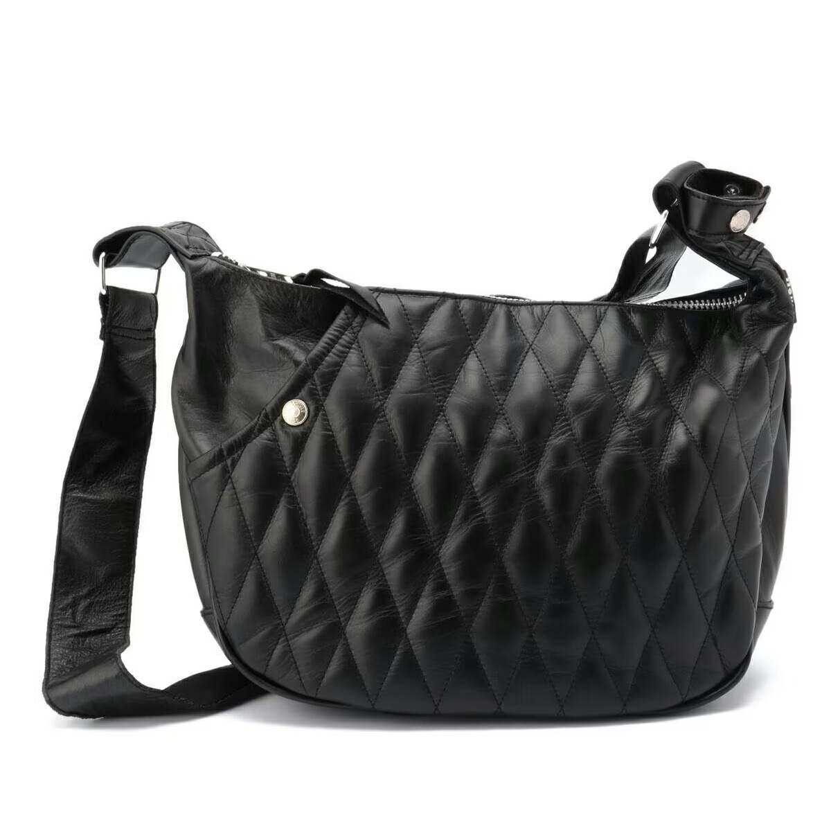 ショット パデッド バナナ バッグ ブラック ライダース レッド チェック 生地 7823976005