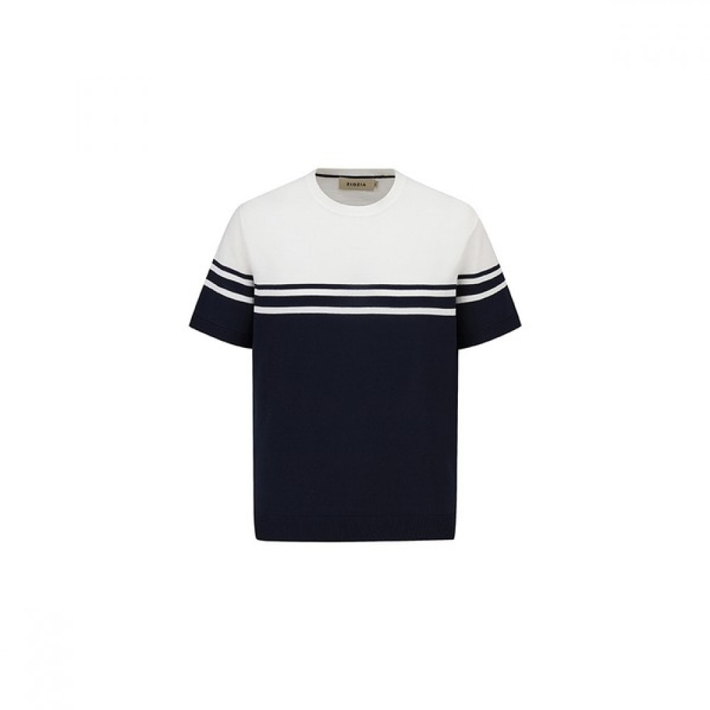 [ジオギア] メンズ) ミラクールブロック柄ショートスリーブニット_AEF2ER1102NV 5,027円