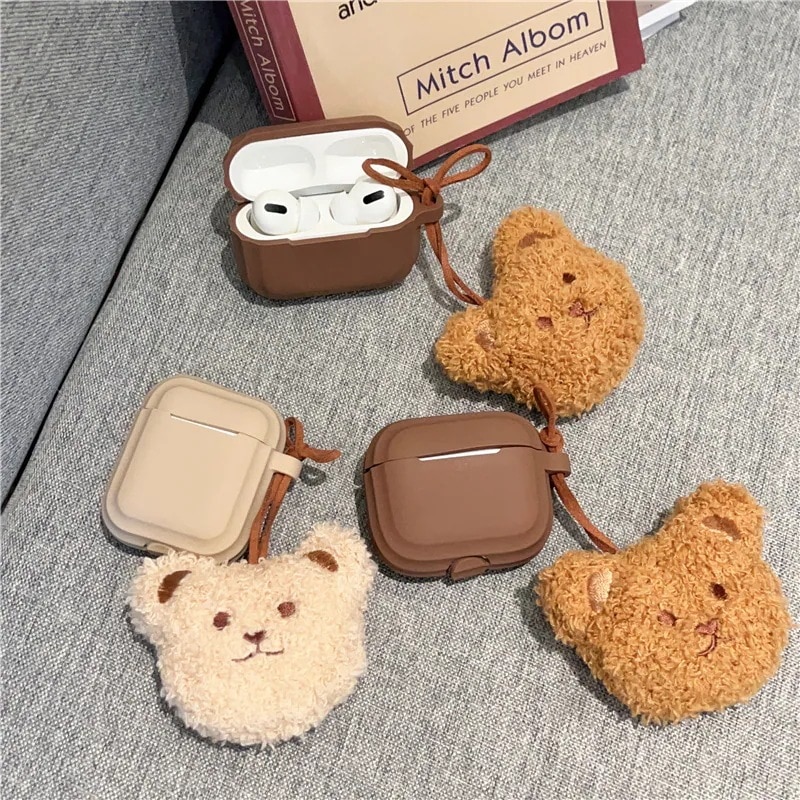 AirPodsケース もこもこ ふわふわ くま チャーム付き おしゃれ 可愛い 耐衝撃 衝撃吸収 AirPods 第3世代 AirPods 1/2世代 Airpods pro/pro2 ケース