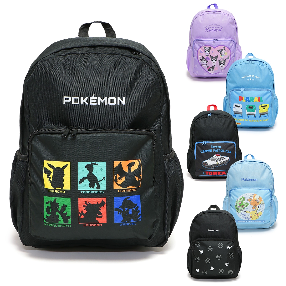 ポケットモンスター/サンリオ/マルヨシ キャラクター リュックサック キッズ/子供/園児/小学生 バックパック ブラック/ブルー/パープル
