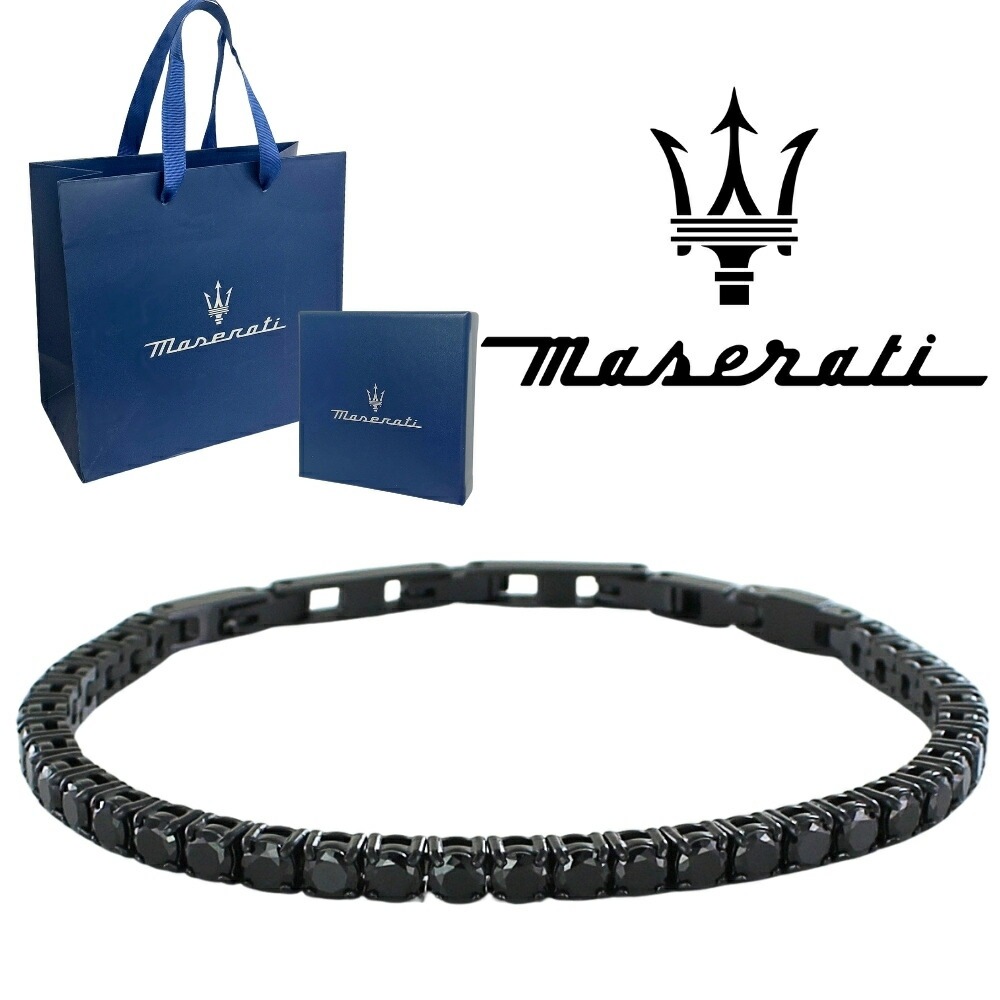 正規品 純正ショッパー付き マセラティ ブレスレット 黒 メンズ レディース ユニセックス ブラックストーン 高級感 大人 男性 女性 誕生日 記念日 プレゼント ギフト JM222AVC02 ランキ