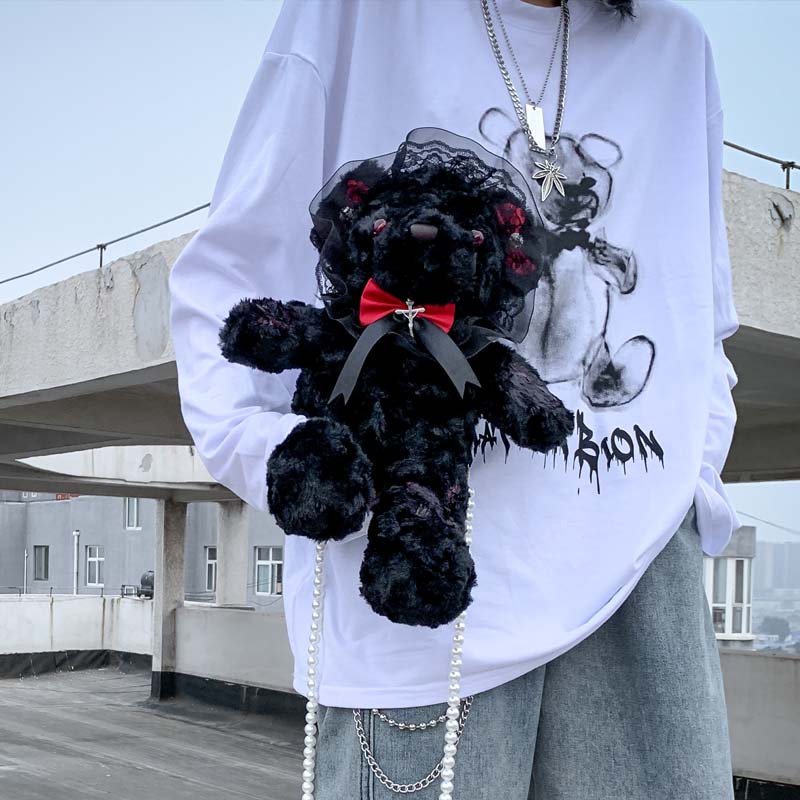 ロリータ ウサギ ベア ダーク ロリータ バッグ ソフト ガール ジャパニーズ ぬいぐるみ 学生 パール クロスボディ ショルダー 6,301円