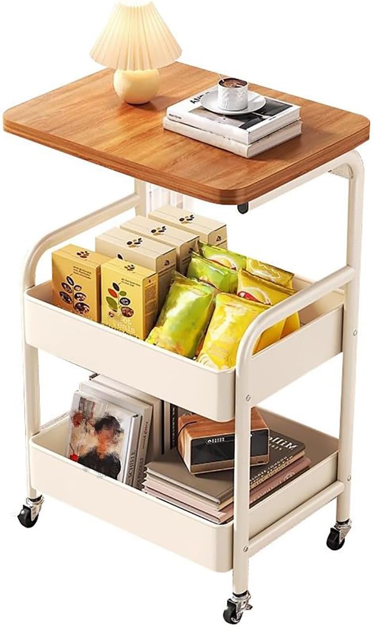 キッチンワゴン 3段 メッシュタイプ キャスター付き 全体耐荷重50kg 幅44×奥行30×高さ80cm ホワイト 組立品