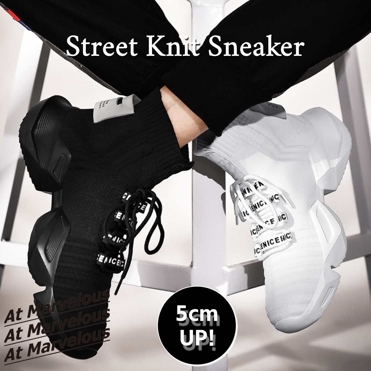 ハイカット ニット スニーカー ストリート シークレット シューズ 靴 メンズ かっこいい おしゃれ ストリート系 厚底 くつ ニットスニーカー 白 黒 人気 ストリートファッション スニーカー 身長