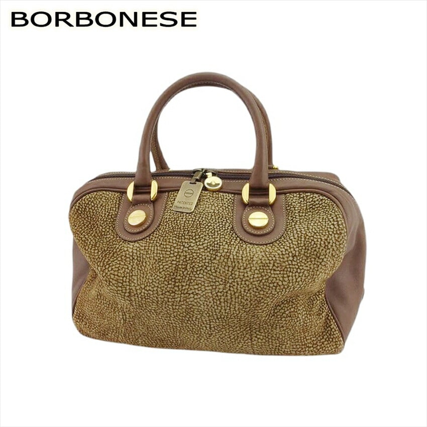 ボルボネーゼ ハンドバッグ ミニボストンバッグ うずら柄 BORBONESE 中古