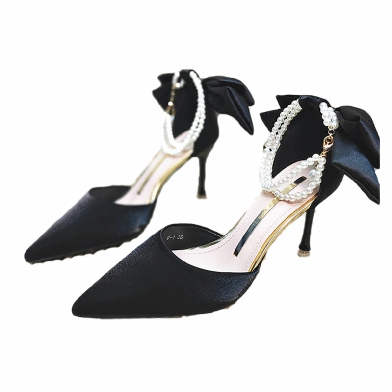 1000円OFFクーポン ブライダルシューズ パンプス 結婚式 ピンヒール ハイヒール ストラップ ポインテッドトゥ リボン付き レディース ストラップ パンプス サンダル 歩きやすい パーティー キ