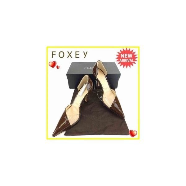 パンプス セパレート ポインテッドトゥ 35ハーフ ハイヒール ブラウン クリア 中古