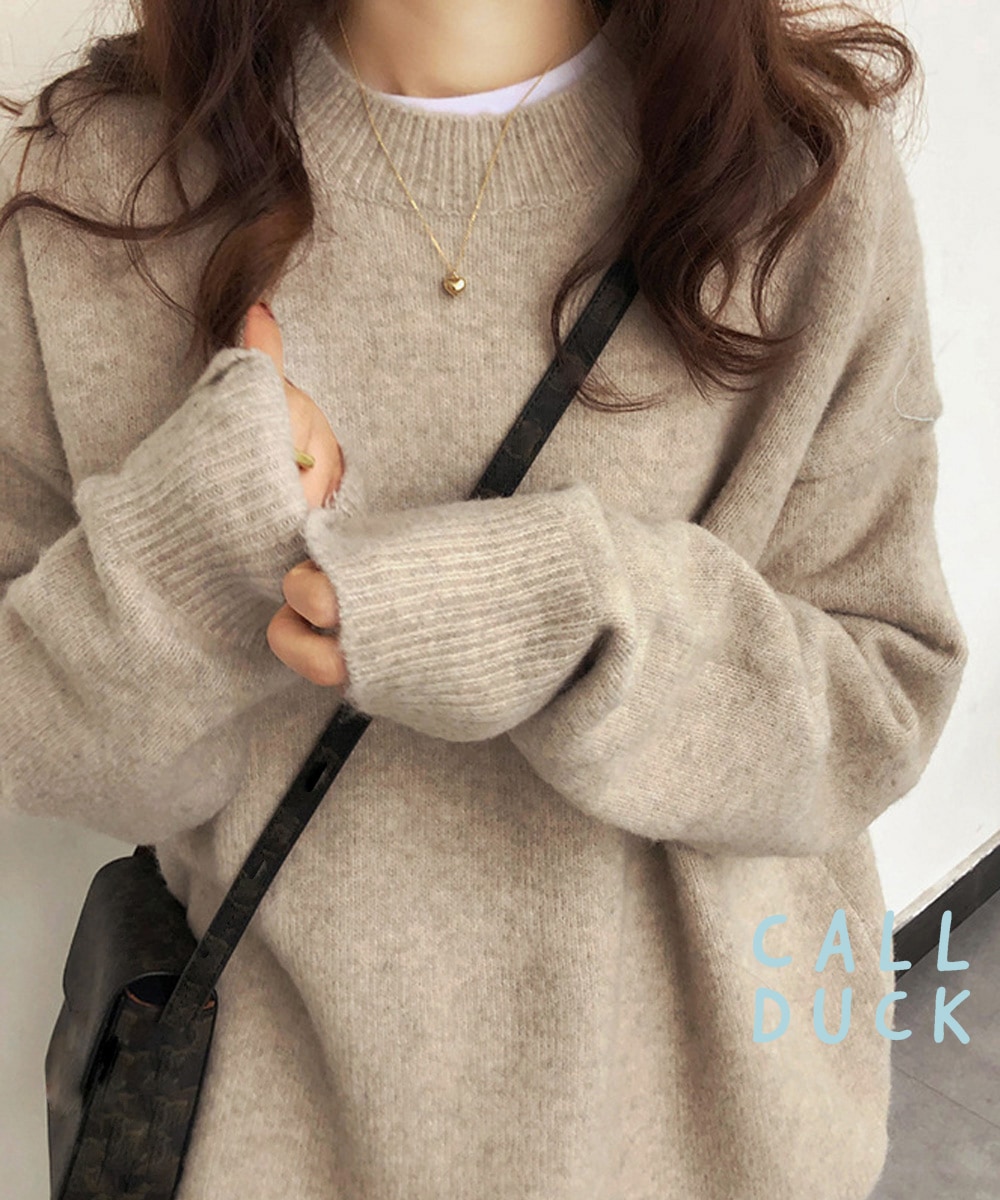 ニット セーター XL 長袖 レディース カラー クルーネック 無地 カジュアル ゆったり トップス 春秋冬 111884