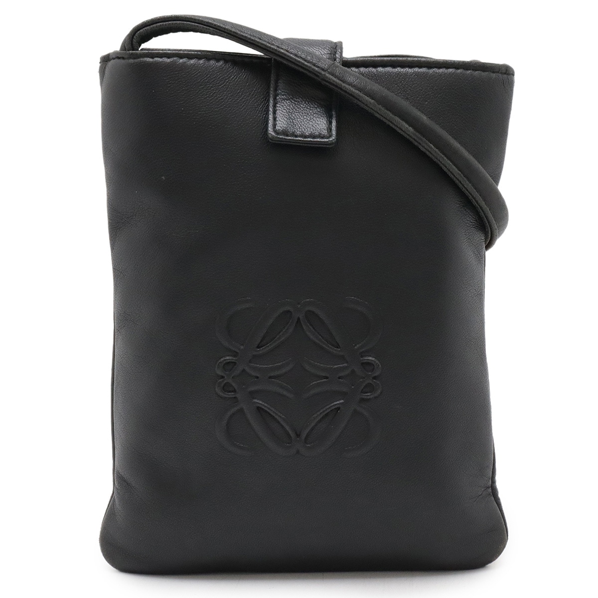 アナグラム ショルダーバッグ ポシェット ポーチ ミニバッグ スマホショルダー ナッパレザー ブラック