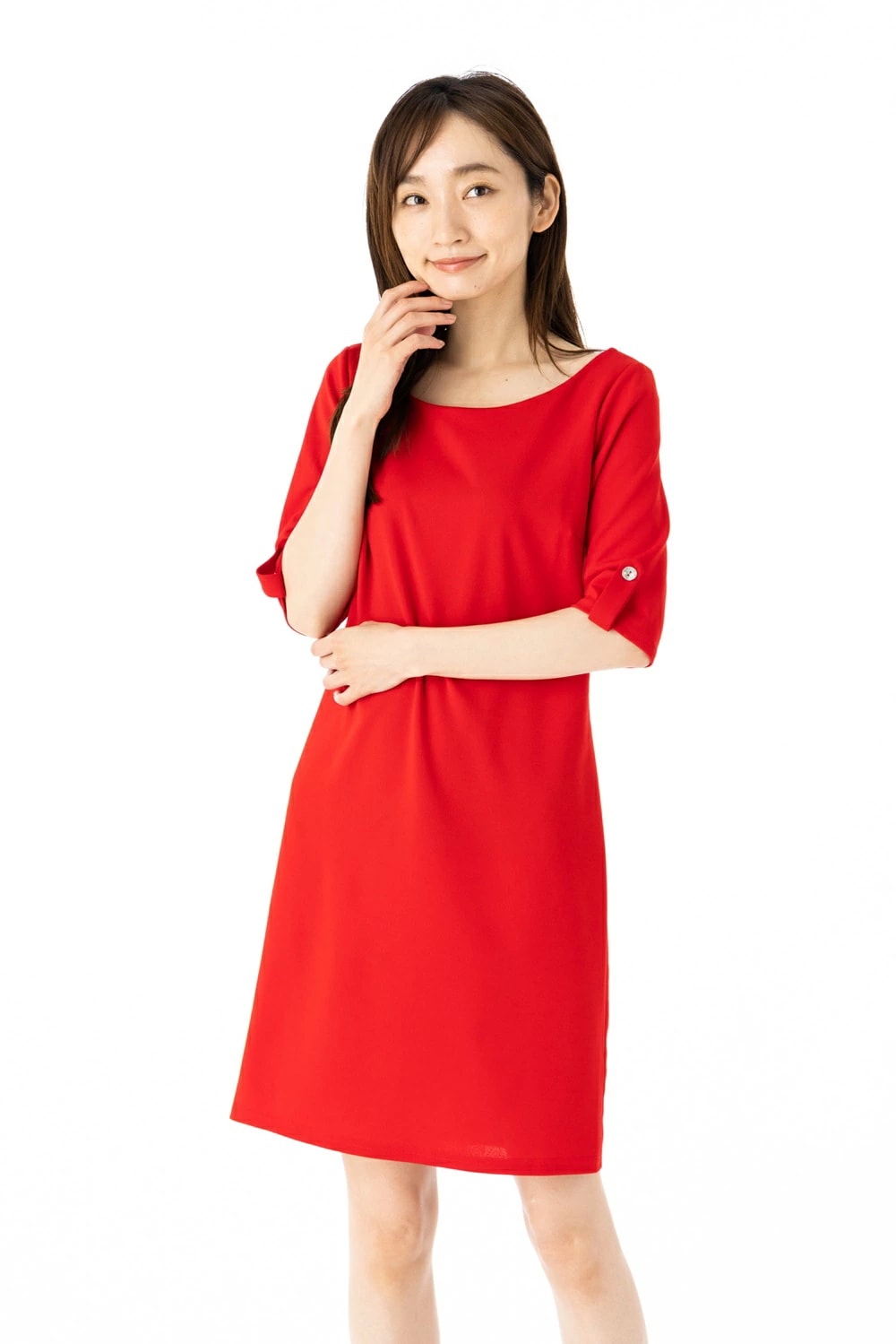 ファス(FAS)ワンピース T1 T2 T3サイズ 5袖 膝丈 無地 きれいめワンピース レディース Fille A Suivre