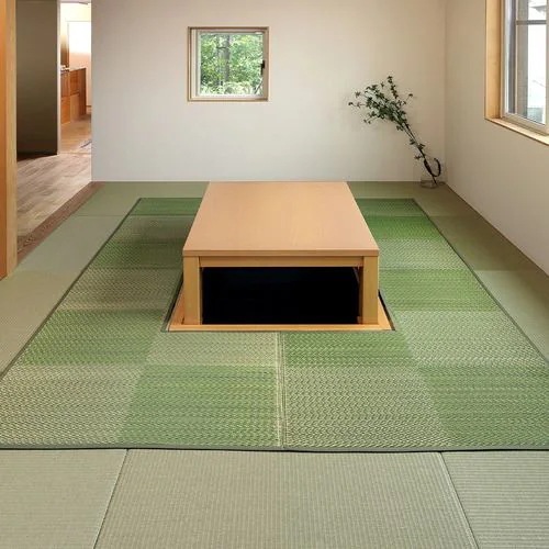 【メーカー直送品】萩原 掘りごたつ対応い草ラグ 約240×240cm グリーン