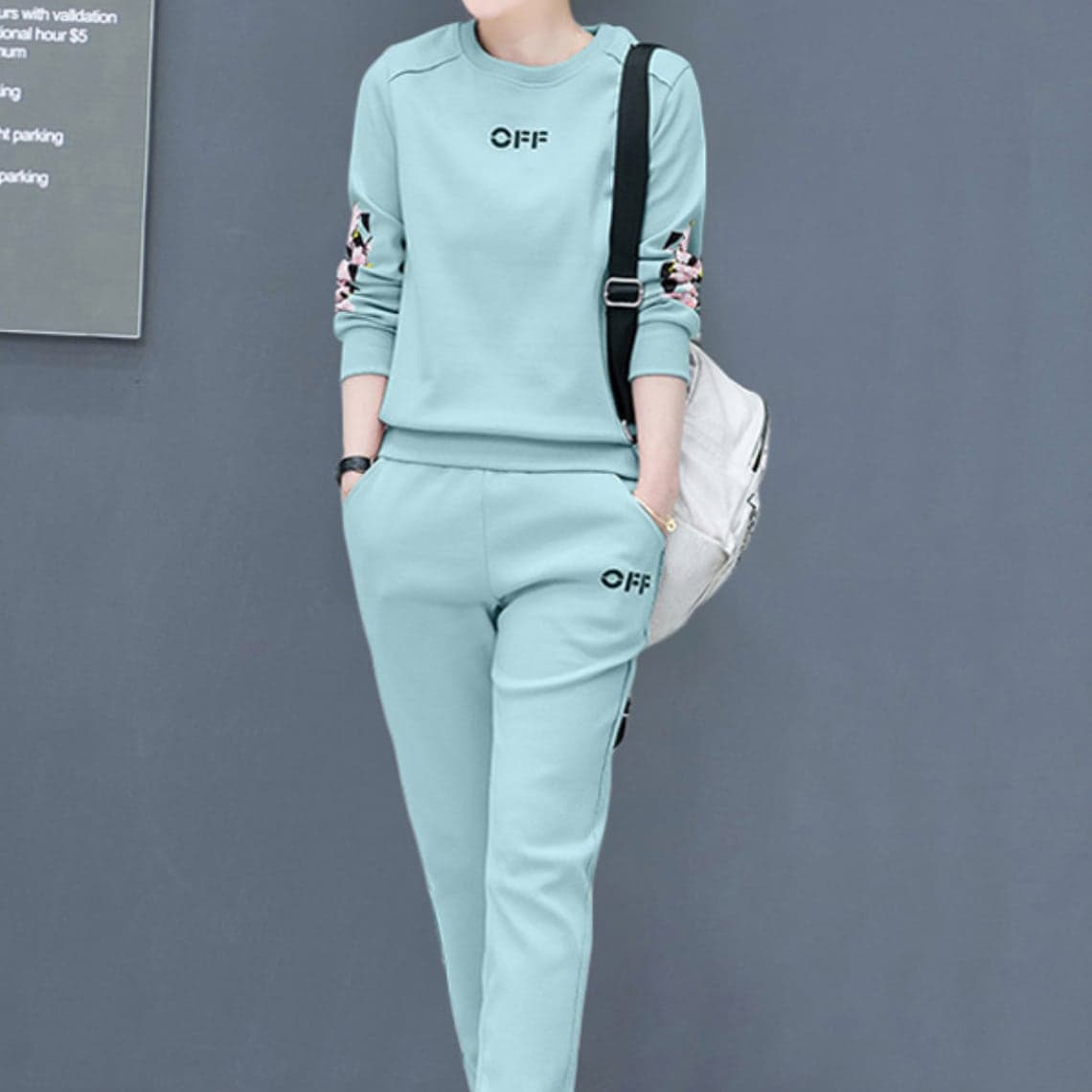 上着 人気 おすすめ おしゃれ お洒落 激安 安い プチプラ スウェット セットアップ パンツ 長袖 ロング ラウンドネック 丸首 無地 コットン 綿 ポリエステル プリント 可愛い lon