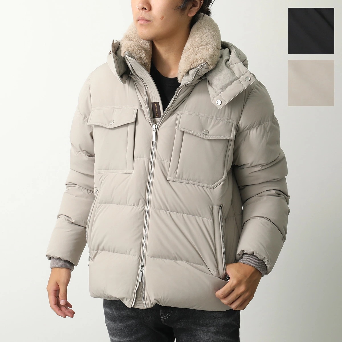 MOORER ムーレー ダウンジャケット ALARICK-KN アラリック メンズ フード付き ブルゾン ショート丈 胸ポケット 撥水 ボア カラー2色 176,410円