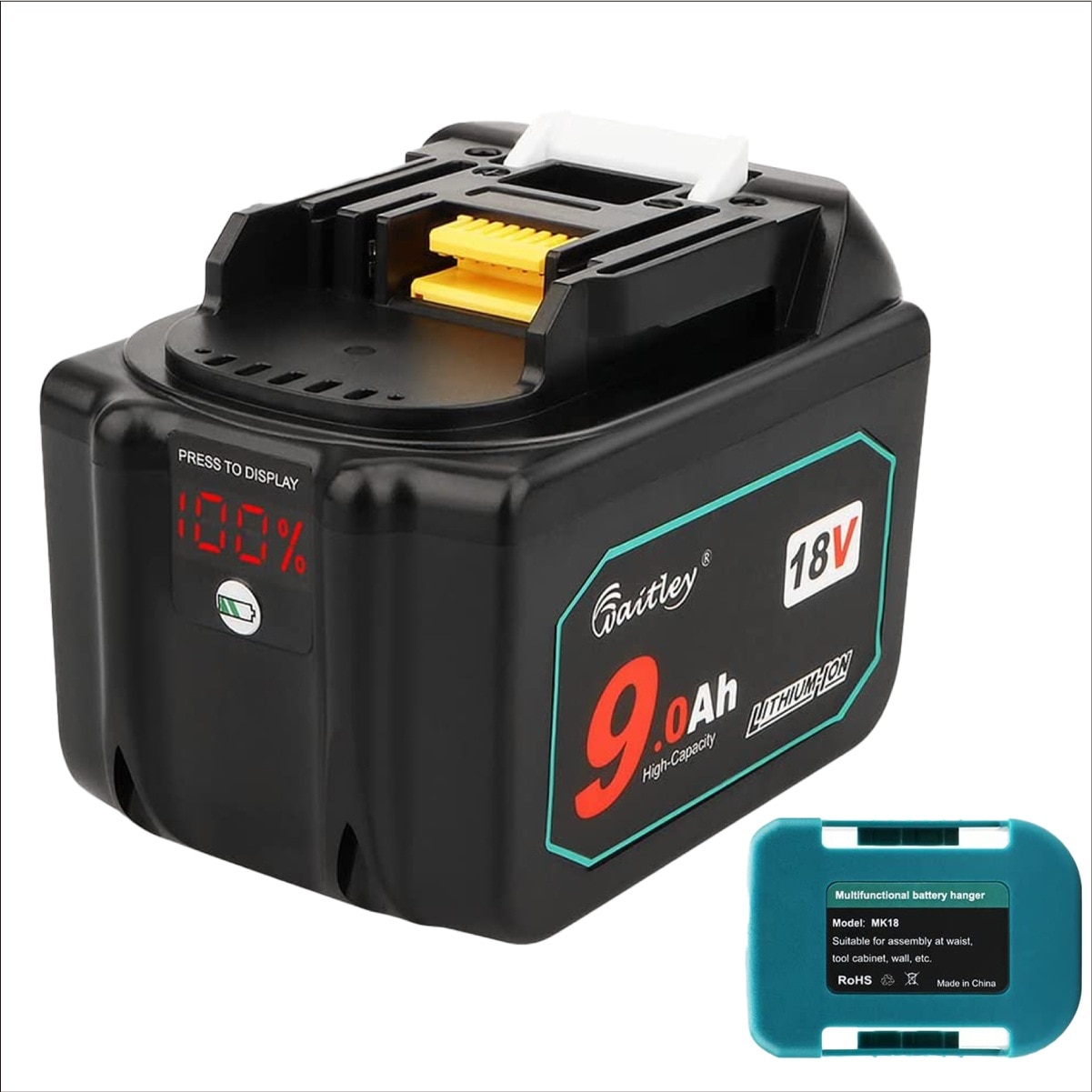 マキタ MAKITA 互換 バッテリー 18V 9.0 Ah 9000 mah Waitley 1年保証 LED デジタル残量表示 自己故障診断 WTL1890 MAKITA BL1830B BL1
