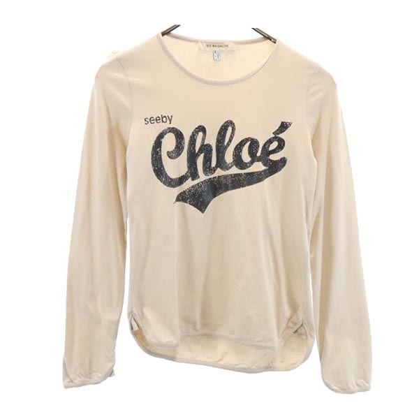 ロゴプリント 長袖 Tシャツ 38 ベージュ ロンT レディース