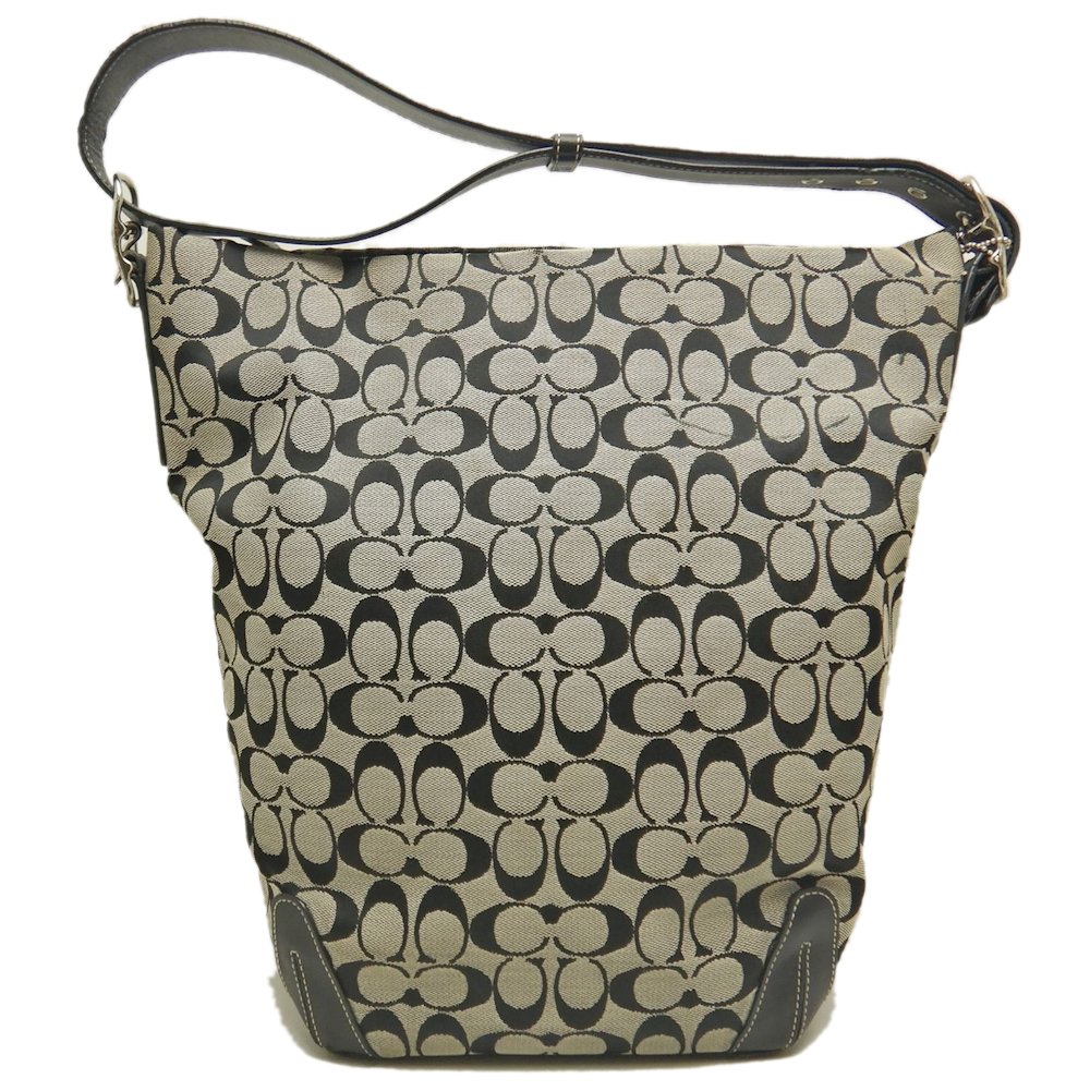 シグネチャーダッフル 6083 ショルダーバッグ キャンバスxレザー ブラック グレー レディース /253475【中古】