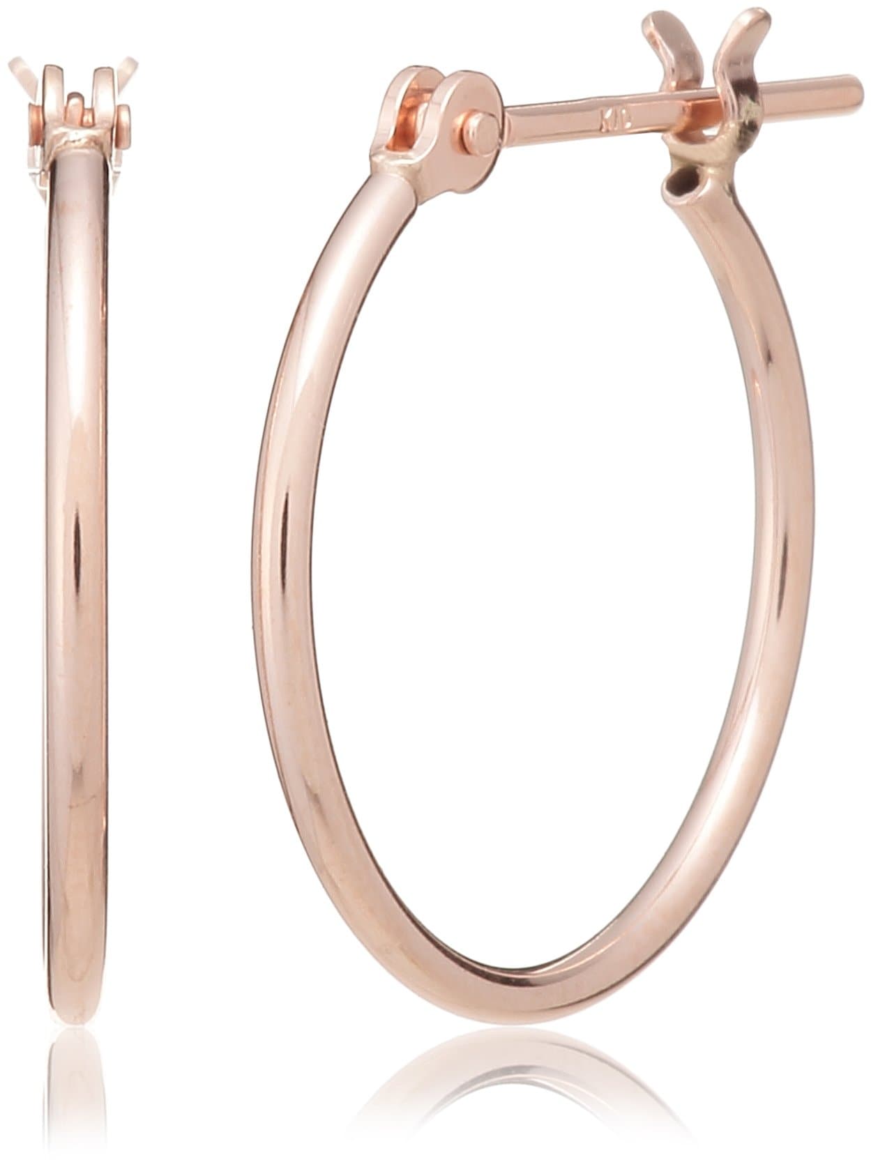 【Amazon.co.jp限定】[ステラ.ジェイ] stellar.J K10 ピンクゴールド フープ ピアス(1mm×15mm) PG_0384C_-01