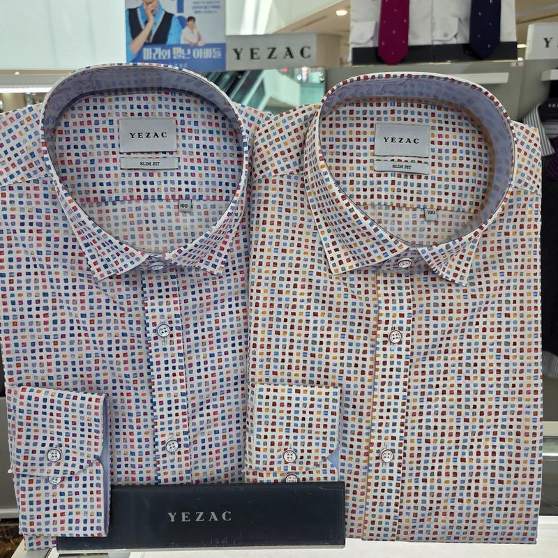 混紡プリントスナップカラー配色スリムフィット長袖YJ3SUS533BL_CA