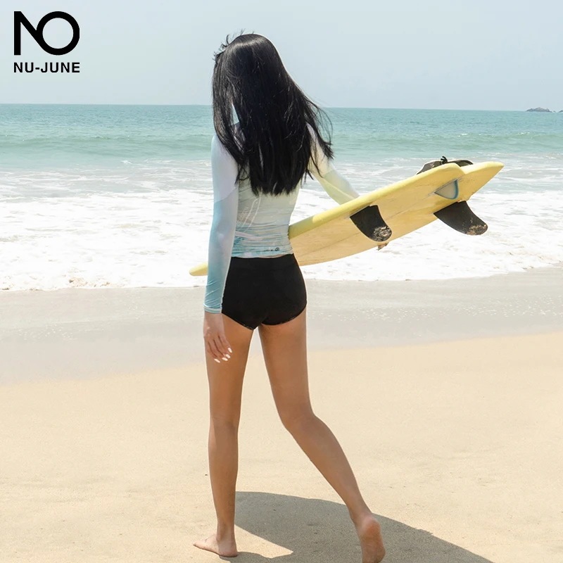 納期1~3週間程：Nu-june水着女性用長袖ラッシュガード水着日焼け止めダイビングスキンパンツ分割サーフィンスーツフローティングダイビングスーツ