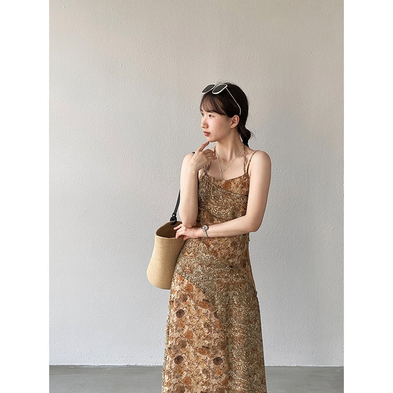 牧野游人 花柄 レディース 夏用 ティーパーティー ロング バカンス風 キャミソール