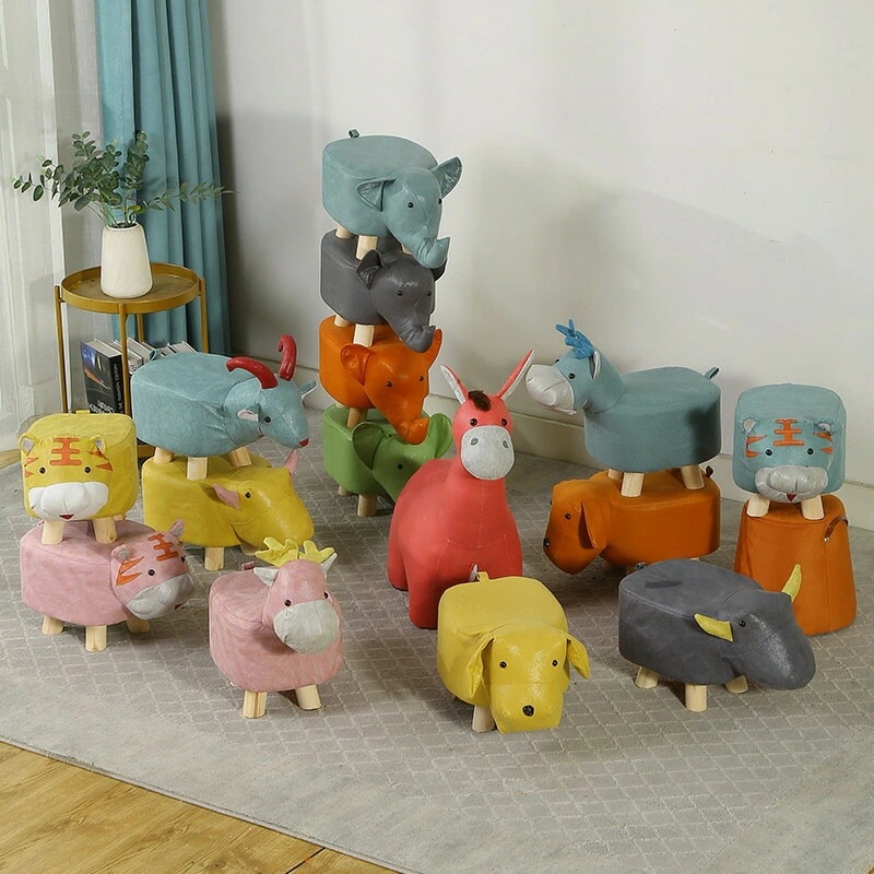 アニマルスツール 子供動物ベンチ スツール アニマル 動物 可愛い おしゃれ アニマルチェア チェア キッズ 子供 椅子 イス 背もたれなし スツール 木脚付き 足置き 脚置き サイドテーブル 腰掛け