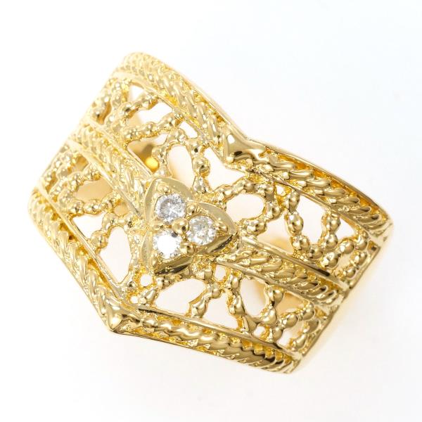 K18 18金 YG リング 指輪 11号 ダイヤ 0.06 カード鑑別書 ジュエリー 中古