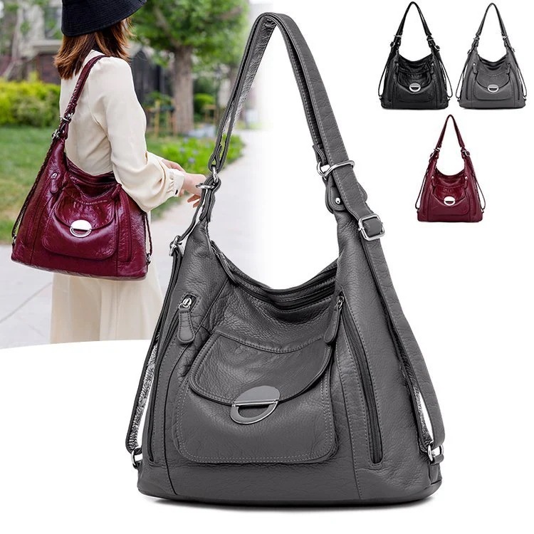 新品 おしゃれ 通勤 ウォッシュド ソフトレザー 3way バックパック 大容量 シングルショルダー 斜めがけ レディースバッグ トート ラージバッグ