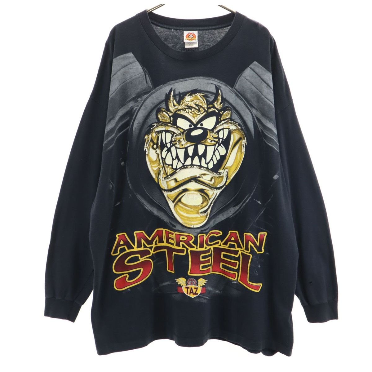 LOONEY TUNES ルーニーテューンズ USA製 タズマニアン・デビル 長袖 Tシャツ XL ブラック ロンT メンズ 古着