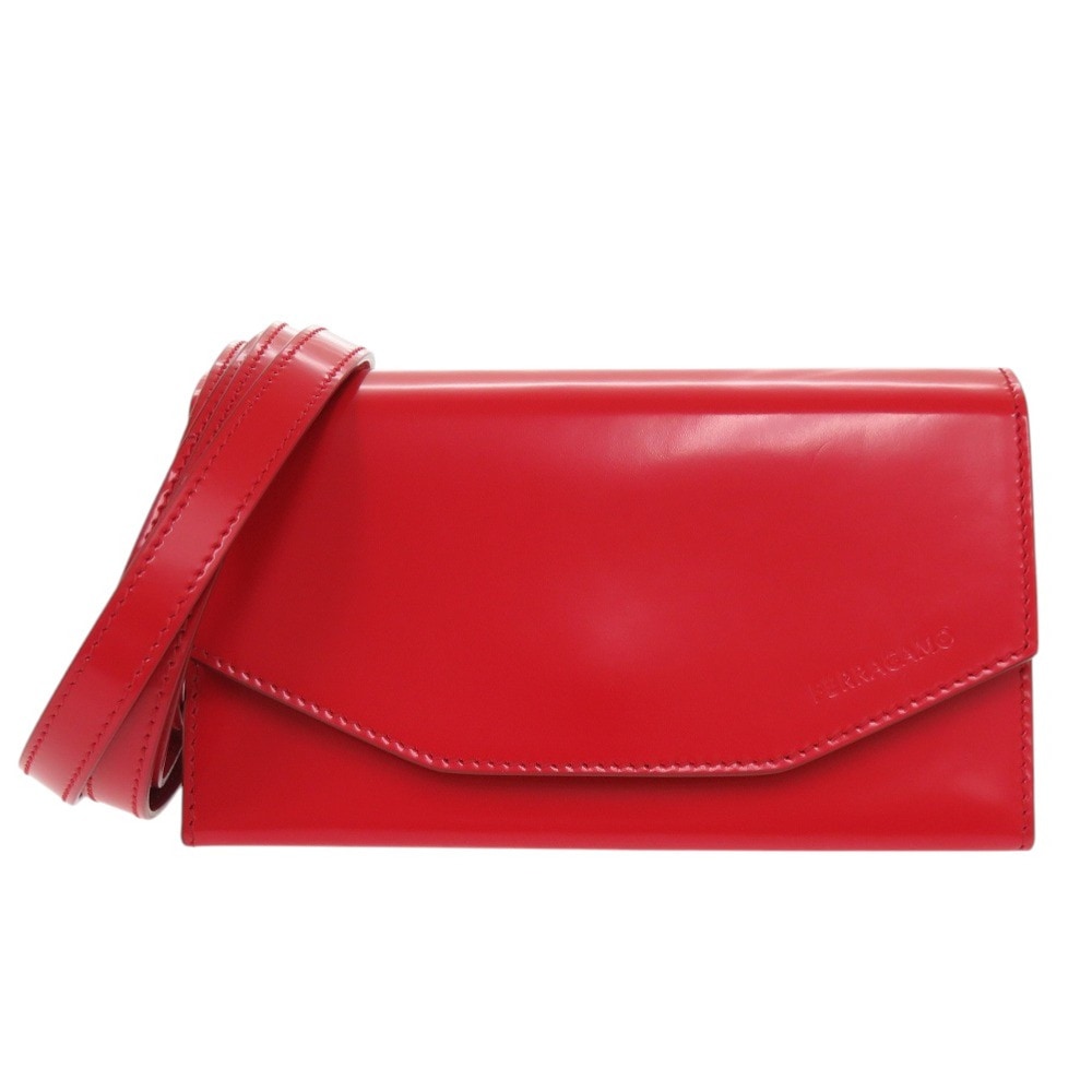 美品 サルヴァトーレフェラガモ 2WAY クラッチバッグ 241266 ショルダーバッグ カーフ レッド 0195【中古】Salvatore Ferragamo ユニセックス