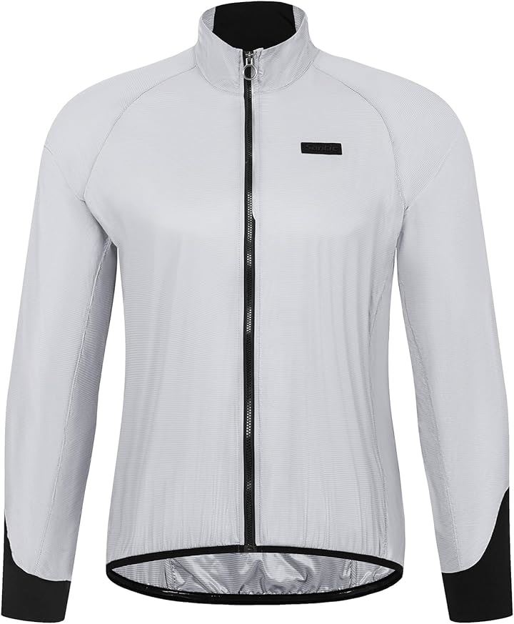 サイクルジャケット 長袖 メンズ サイクルジャージ ウインドブレーカー ロードバイク 撥水 春秋 防風 軽量 自転車用 収納可能(ホワイト, XL)