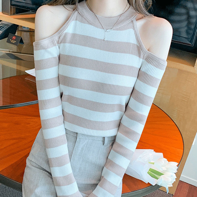 オフショルダー トップス レディース プルオーバー 長袖 チュニック ニットトップス セーター 肩出し セクシー ファッション 春 夏 秋 ニット カットソー 秋服 春服 可愛い 柔らか 快適 カジュ