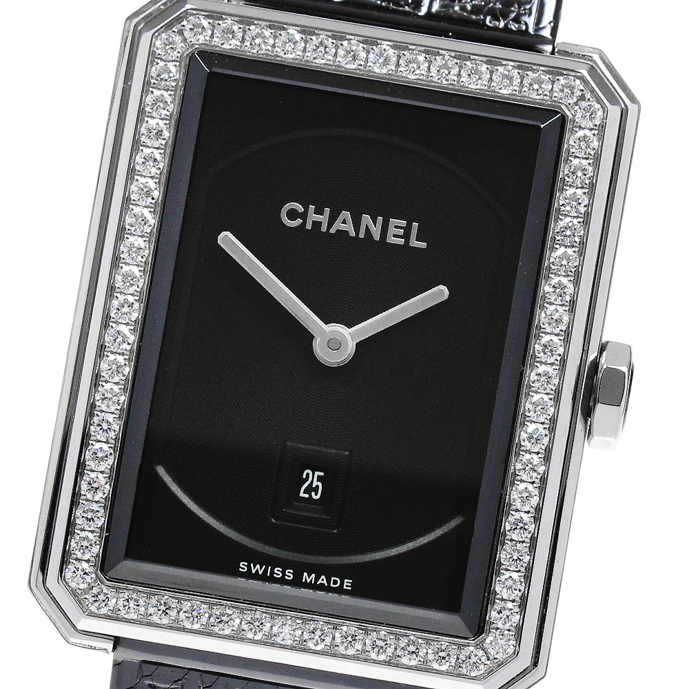 シャネル CHANEL H5318 ボーイフレンド ツイード ダイヤベゼル クォーツ ボーイズ 良品 _862654【中古】
