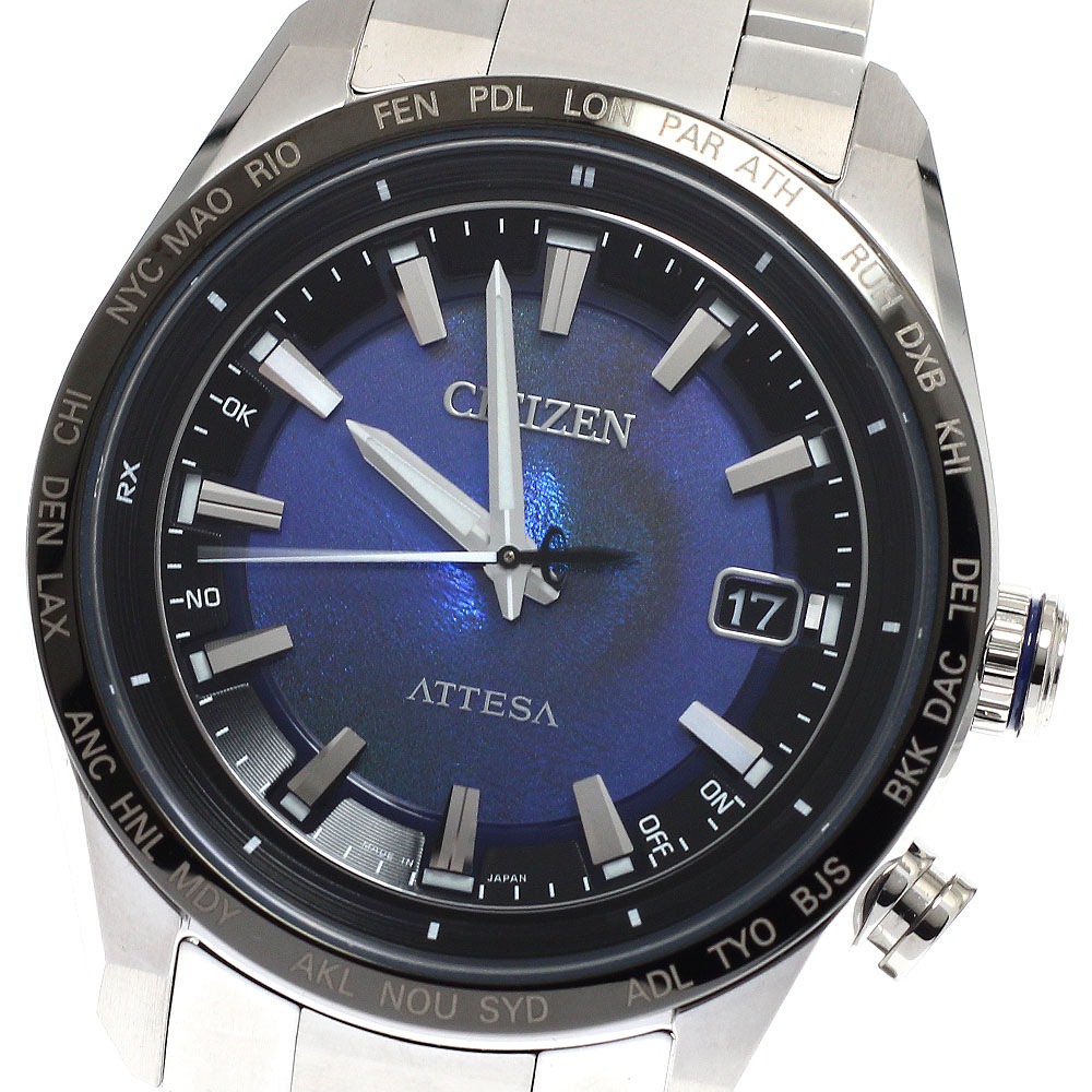 シチズン CITIZEN H145-007JD04/CB0288-65L アテッサ デイト ソーラー電波 メンズ 極美品 内箱・保証書付き_932800【中古】