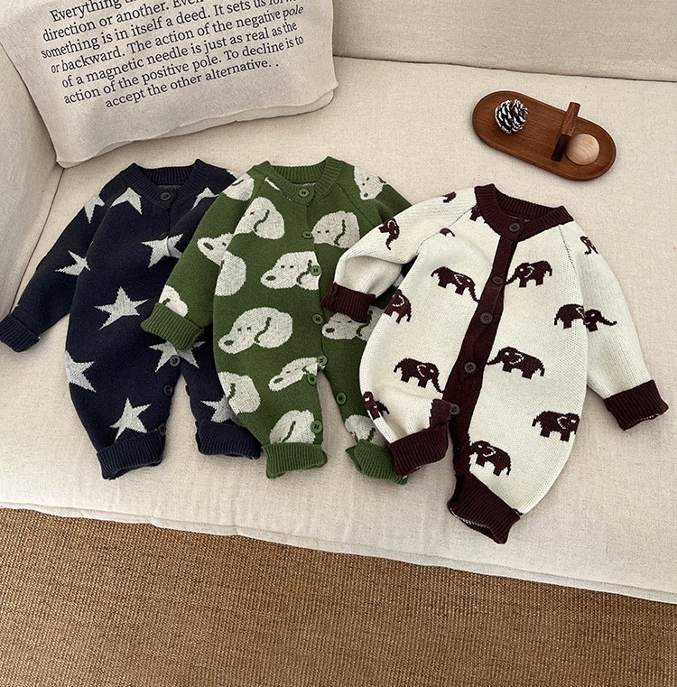 新入荷/ベビーの春服外出服 男女の赤ちゃんのニットロンパース，新生児用外出着セーター/ベビー長い登山服