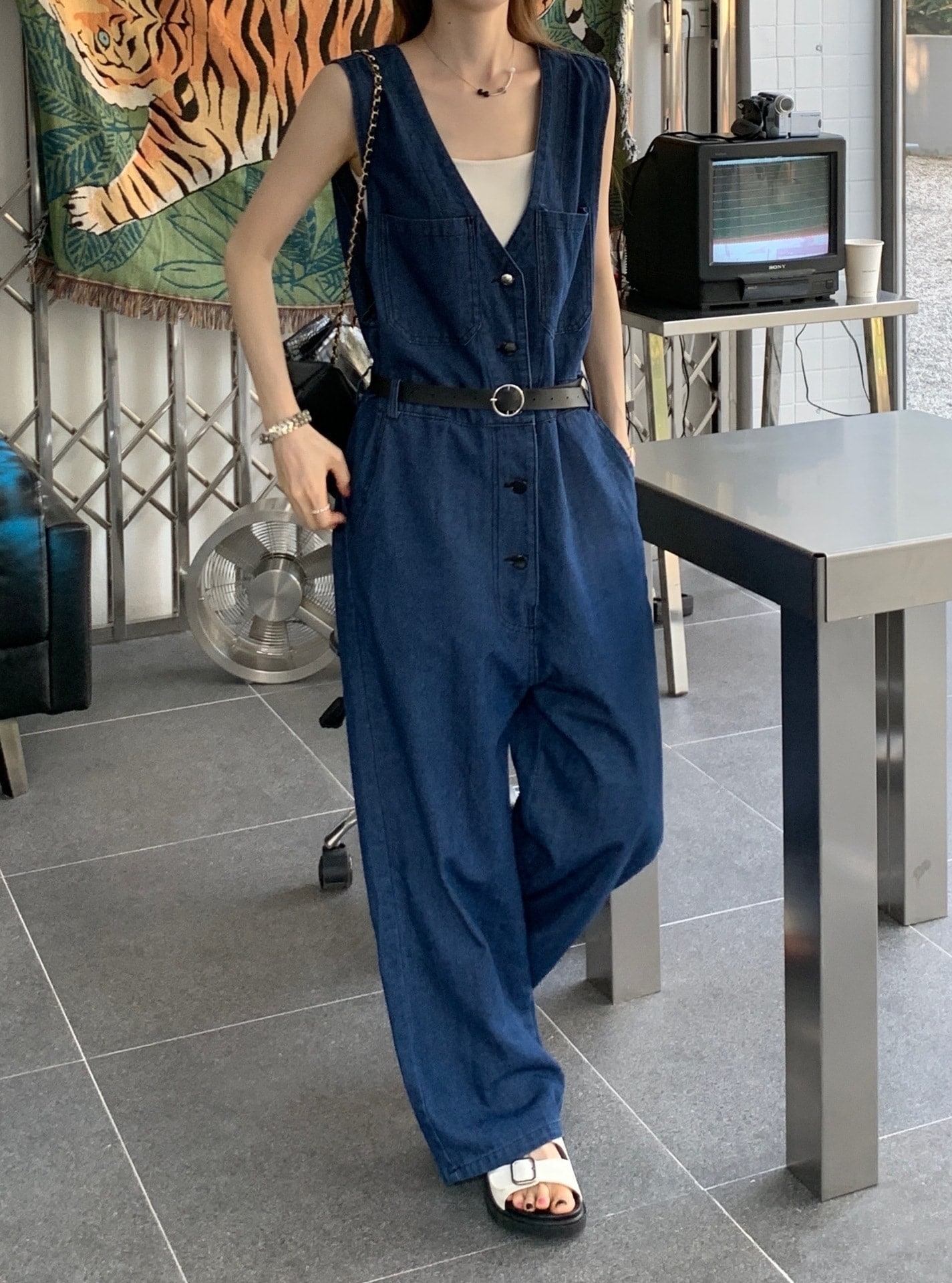 ワイドパンツ デニムジーンズ デニムパンツ ストラップ ストレート レディース ロングパンツ デニム オールインワンパンツ サスペンダーパンツ