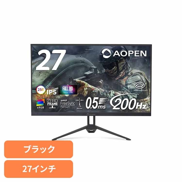 【人気商品】ゲーミングモニター 27インチ Agile-Splendor IPS フルHD 非光沢 ブラック 27KG3X1bmipx AOPEN (B)