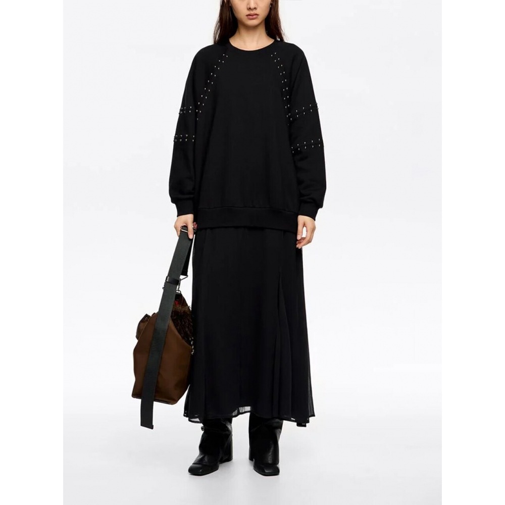 ビンバ・イ・ローラ・ボンビローラウォッシュドブラックスタッドスウェットシャツドレス B256AWO006BKB