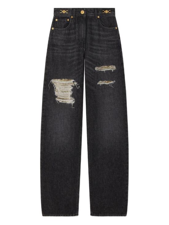 VERSACE Women Denim Pants 1020410 1A148091D040 Black
