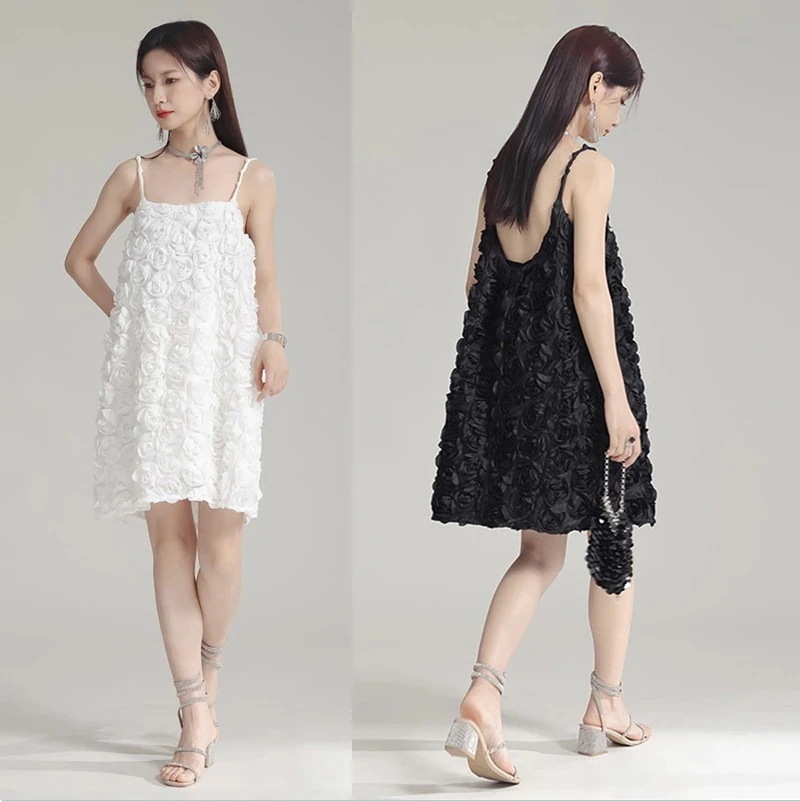 【J.Fashion】 キャミワンピース 花飾り リゾートワンピース 夏ワンピ 短丈 ハワイ 沖縄 旅行 ボヘミア ビーチ 体型カバー ゴールデンウィーク 個性的なデザイン 関連商品は店で購入可能