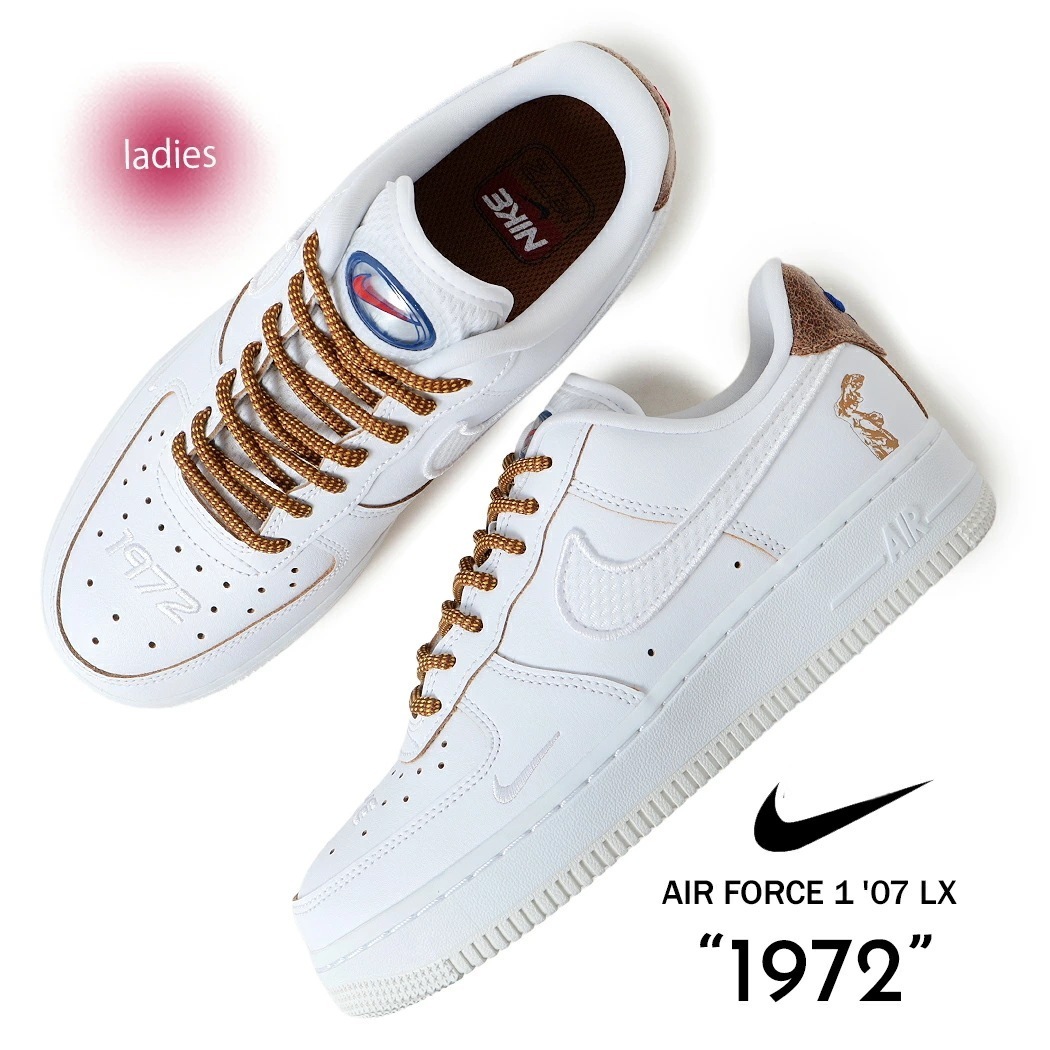 NIKE ナイキ ウィメンズ エアフォース スニーカー WMNS AIR FORCE 1 07 LX GLITTER WHITE/BROWN ( 白 ホワイト レディース HF5716-111 )