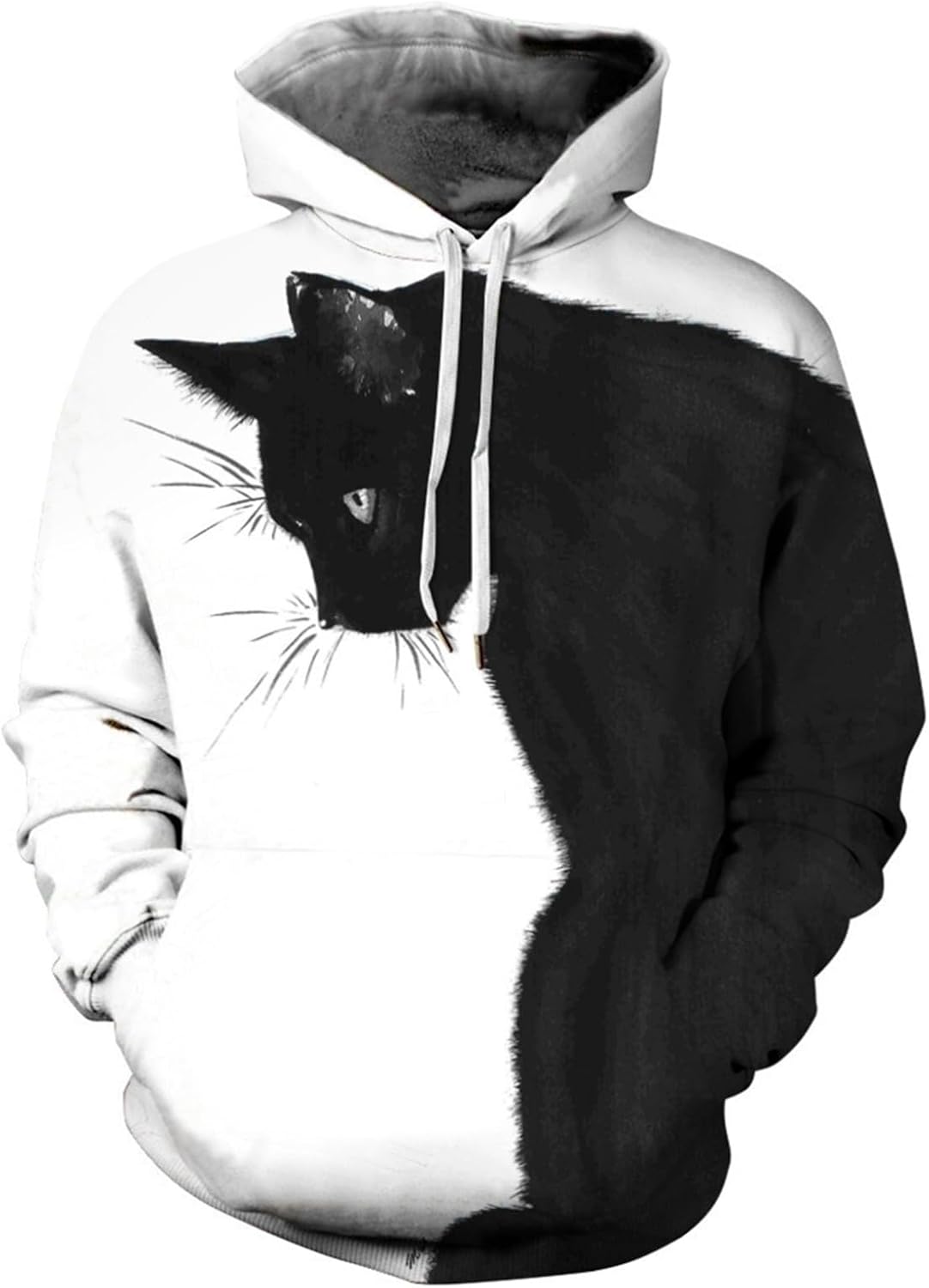 パーカー 3Dプリント 猫柄 メンズ レディース 可愛い 面白 切り替え フード付き 長袖 おおきいサイズ 小さめ アニマル柄 フルオーバー 春秋着 ポケット付き お洒落 スポーツウェア カップル 散